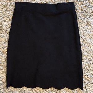Scalloped Hem Pencil Skirt with Waistband